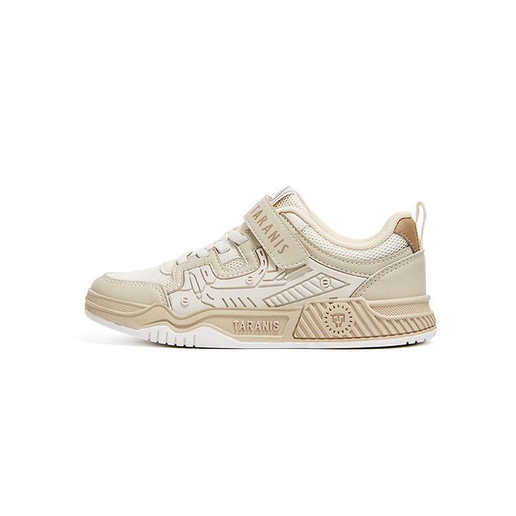 TARANIS Anti-Slip And Wear-Resistant Breathable Low-Top Kids' Skateboarding Shoes Milk White/Plain Apricot Kids'