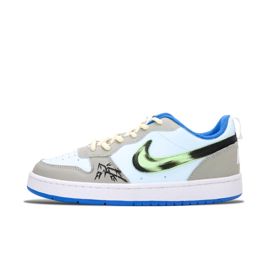 Nike Nike Court Borough Breathable Lightweight Cushioning Low top Kids' Skateboarding Shoes Gray/Black Teenagers