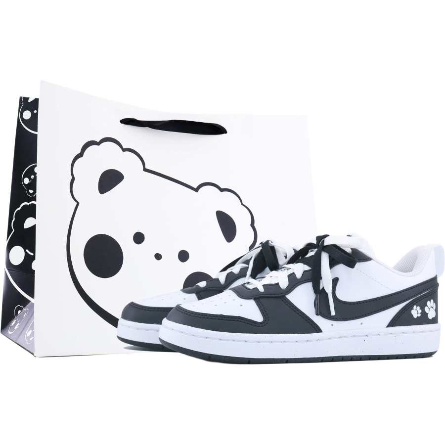 Nike Nike Court Borough LOW RECRAFT Dimension Bear Abrasion Resistant Slip Resistant Low top Kids' Skateboarding Shoes