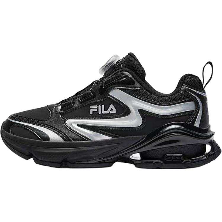 FILA KIDS BOA Retro Sports Slip Resistant Cushioning Rebound Low top Kids' Running Shoes Black Gray