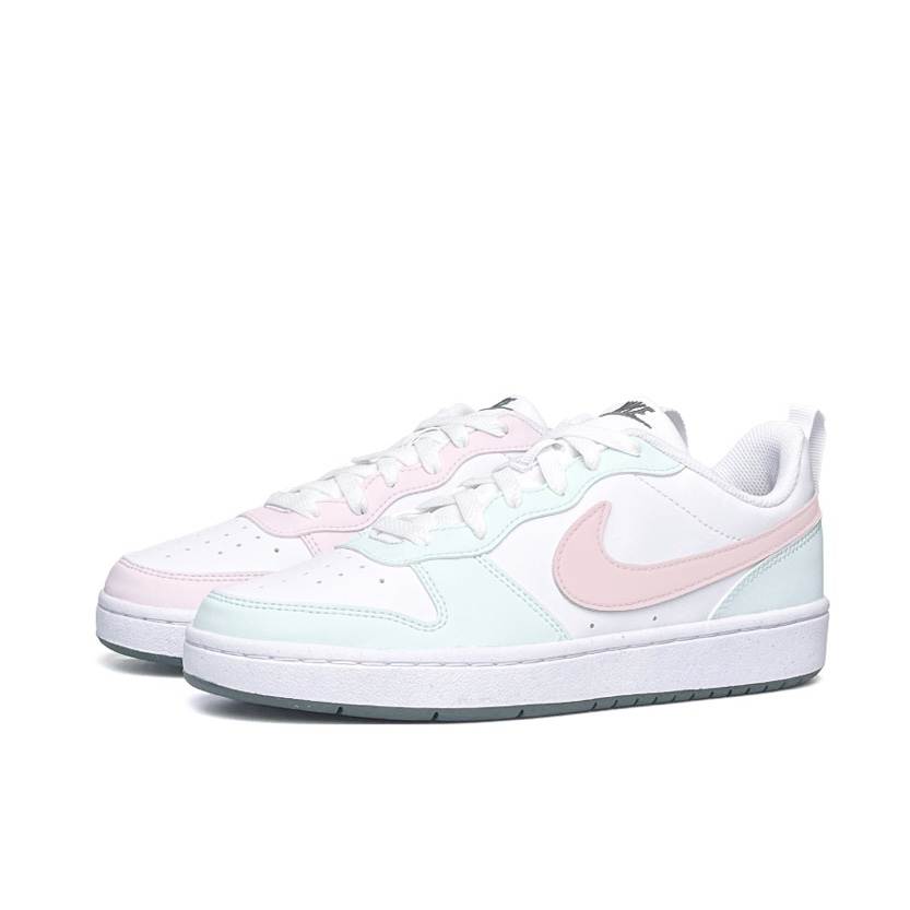 Nike Nike Court Borough LOW RECRAFT Slip Resistant Abrasion Resistant Low top Kids' Skateboarding Shoes Green Pink Teenagers