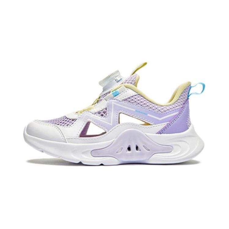 QIAODAN Cushioning Abrasion Resistant Breathable Low top Kids' Running Shoes White Purple Children Aged 3 7 Years Old