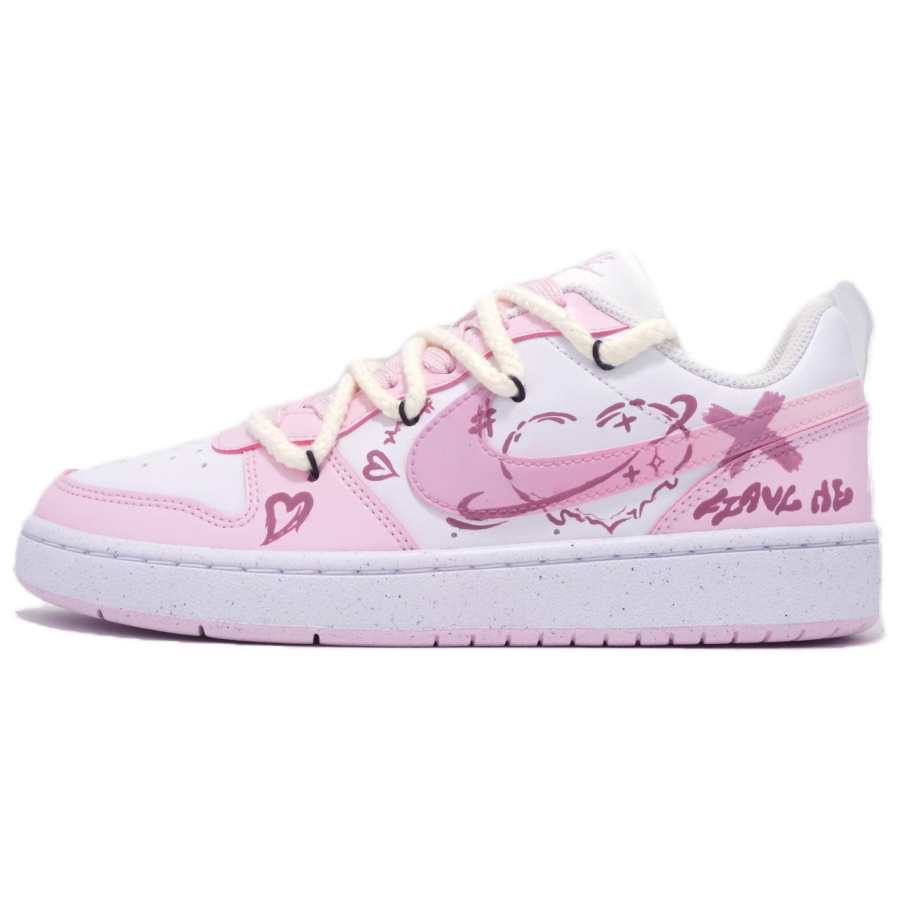 Nike Nike Court Borough Heart Sticky Notes Slip Resistant Abrasion Resistant Low top Kids' Skateboarding Shoes White Pink