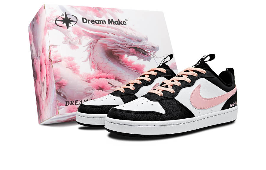 Nike Nike Court Borough Synthetic Leather Slip Resistant Support Abrasion Resistant Low top Kids' Skateboarding Shoes Pink