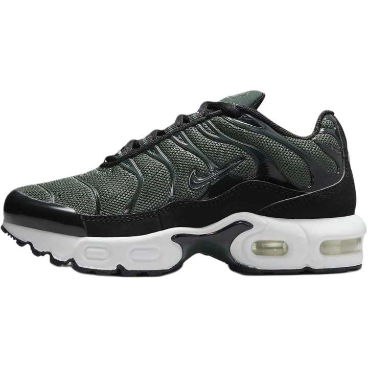 Nike Nike Air Max Plus Comfortable Cushioning Breathable Low top Kids' Running Shoes Green Black Children Aged 3 7 Years Old