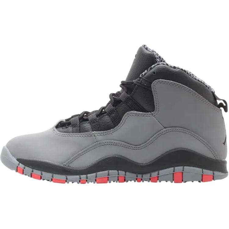 Jordan Jordan Air Jordan 10 Leather High top Children's Basketball Shoes Gray Children Aged 3 7 Years Old