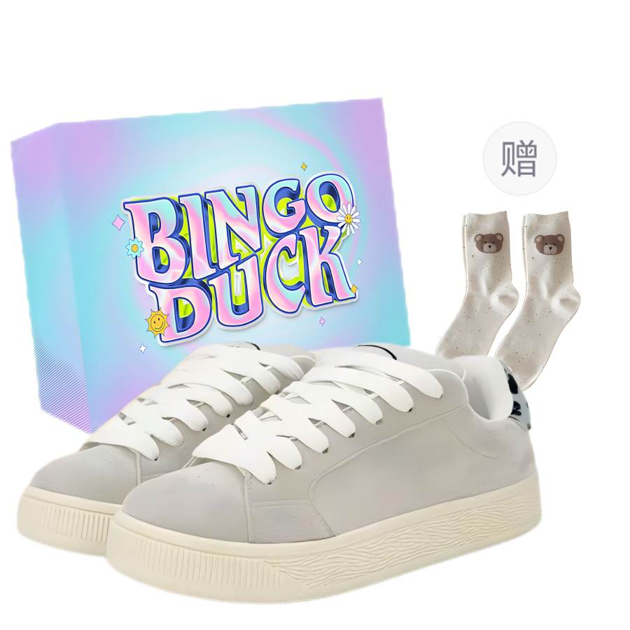 BINGO DUCK Breathable Low top Skateboard Shoes Women's Leopard Print Gray