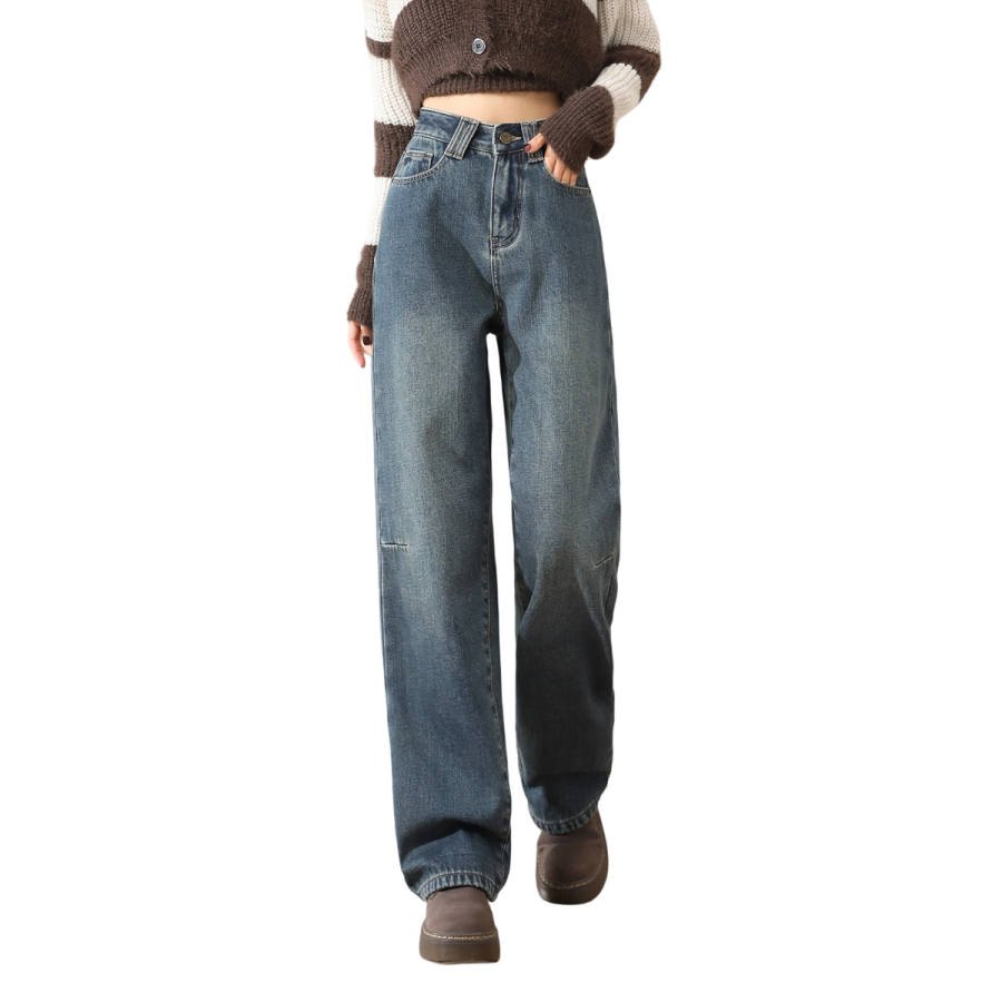 BALENO Jeans Women's Thickened And Fleece Lined Wide Leg Pants