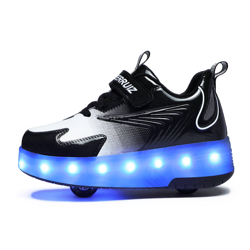 KUDING Synthetic Leather Cushioning Abrasion Resistant Cushioning, Wear Resistant Low top Kids' Skateboarding Shoes