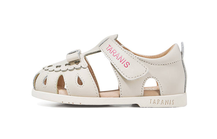 TARANIS Baby Cut Out Princess Sandal Closed Toe Low top Toddler Shoes Ecru Infant And Toddler