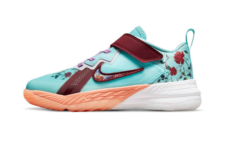 Nike Nike Lebron 18 Low 'Floral' James 18 Hook and loop Low top Performance Basketball Shoes Blue Red