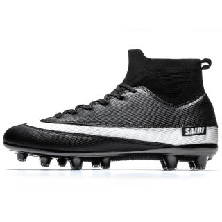 Saibi PU Slip Resistant Abrasion Resistant Slip Resistant Abrasion Resistant High top Kids' Soccer Shoes Black Kids'