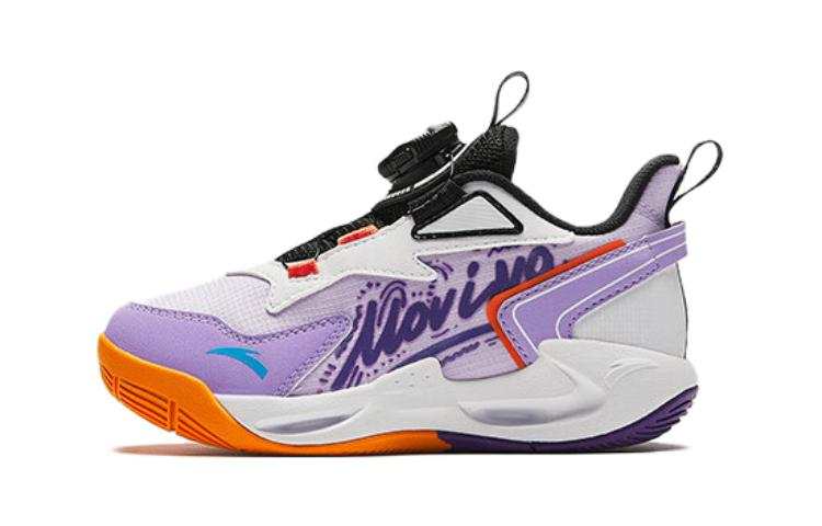 Antakids Cushioning, Wear Resistant Mid top Children's Basketball Shoes Purple White Children Aged 3 7 Years Old
