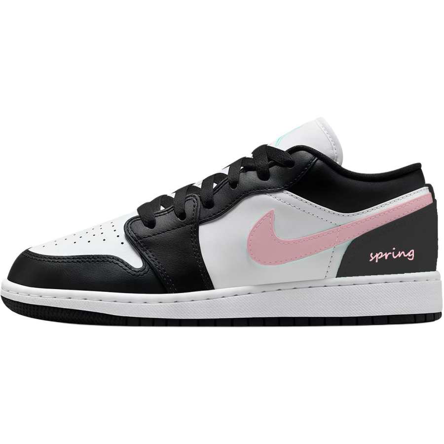 Jordan Jordan Air Jordan 1 Low Slip Resistant Abrasion Resistant Low top Children's Basketball Shoes Black Pink Teenagers