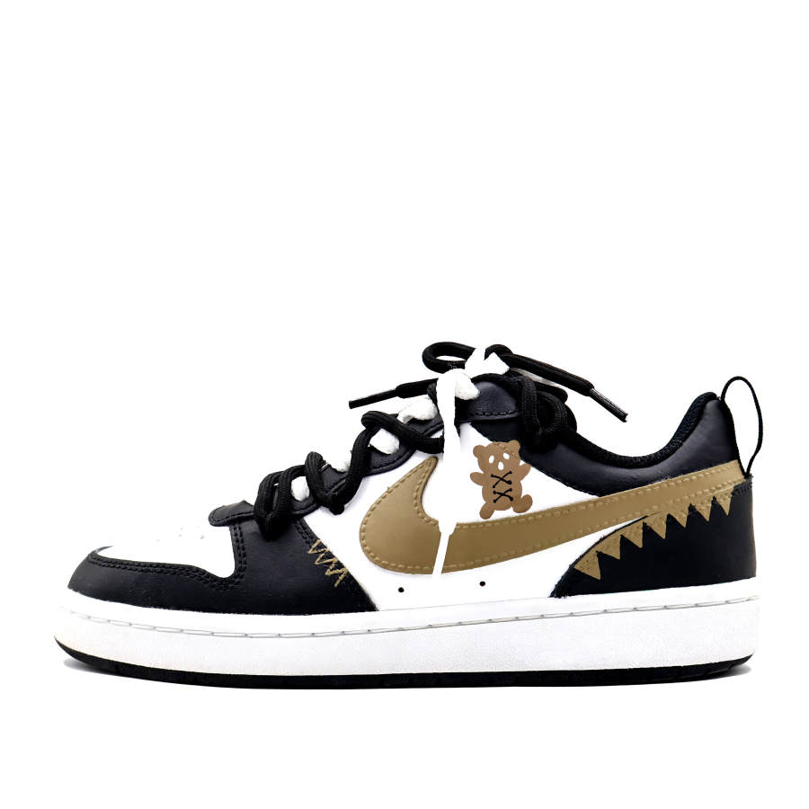 Nike Nike Court Borough Screaming Bear Leather Low top Kids' Skateboarding Shoes Black White Brown Teenagers