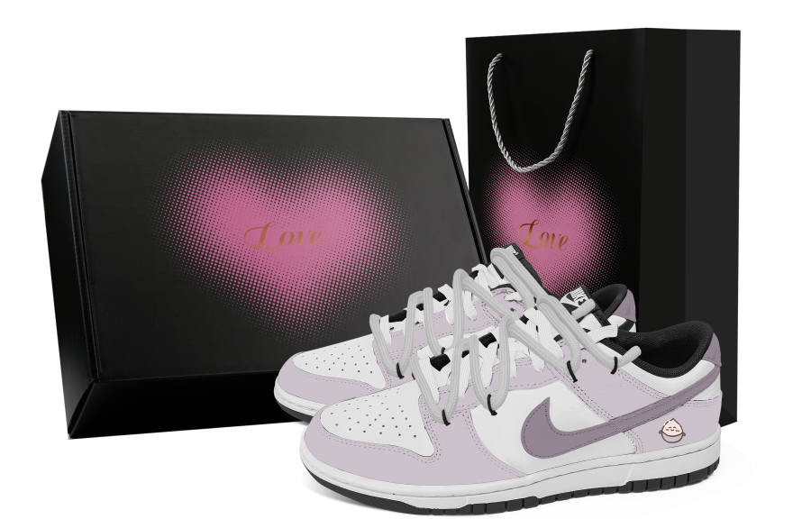 Nike Nike Dunk Taro Butter Leather Slip Resistant Lightweight Cushioning Low top Kids' Skateboarding Shoes Purple White