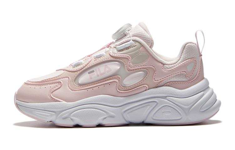 FILA KIDS Mars Slip Resistant Anti Kick Cushioning Low top Kids' Running Shoes Pink White