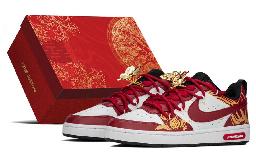 Nike Nike Court Borough Slip Resistant Abrasion Resistant Low top Skateboard Shoes Women's Gold Red