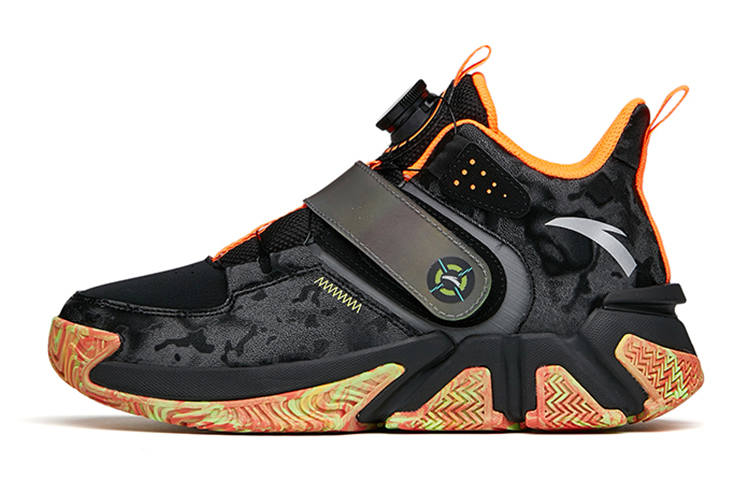 Antakids Sniper Slip Resistant Cushioning Abrasion Resistant Mid top Casual Shoes Black Orange Teenagers