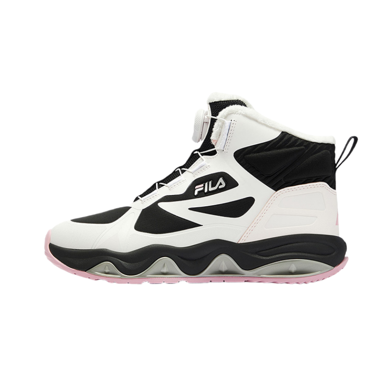 FILA KIDS BOA Abrasion Resistant High top Kids' Outdoor Shoes White/Black/Blush Pink