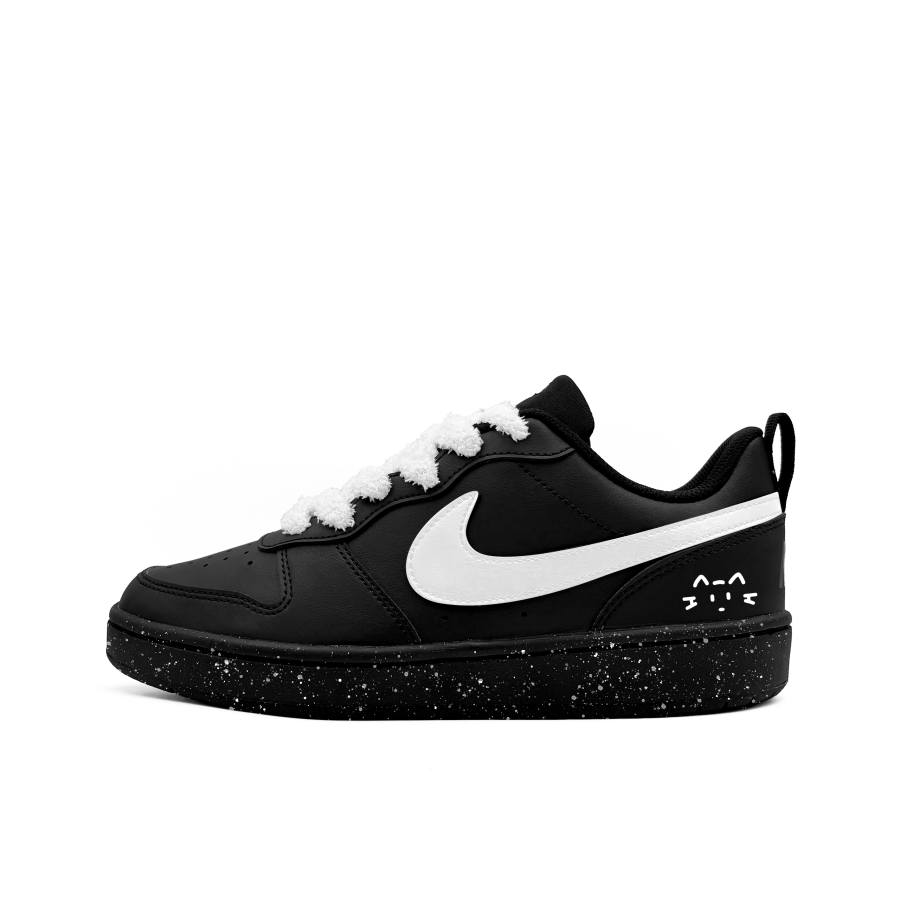Nike Nike Court Borough White Plush Meow Language Synthetic Leather Abrasion Resistant Slip Resistant