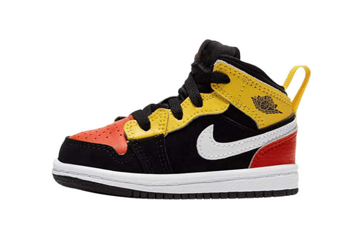 Jordan Jordan Air Jordan 1 Mid SE 'Amarillo Team Orange' Leather High top Toddler Shoes Black Red Yellow Infant And Toddler