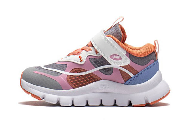 Li-Ning YOUNG Li Ning YOUNG Slip Resistant Cushioning Abrasion Resistant Kids Lifestyle Shoes Gray Pink White