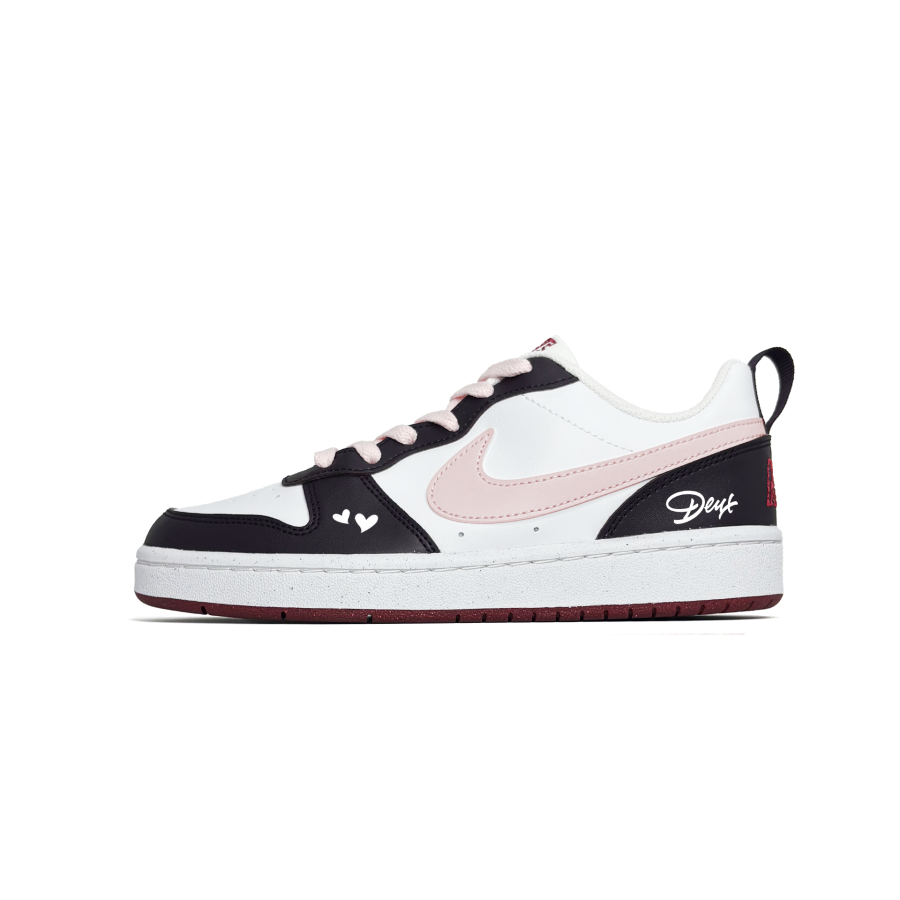Nike Nike Court Borough SE Heart To Heart Abrasion Resistant Low top Kids' Skateboarding Shoes Pink Black Teenagers