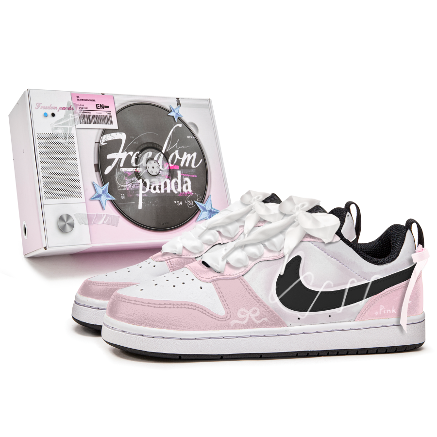 Nike Nike Court Borough Satin Slip Resistant Abrasion Resistant Low top Kids' Skateboarding Shoes Pink White Teenagers