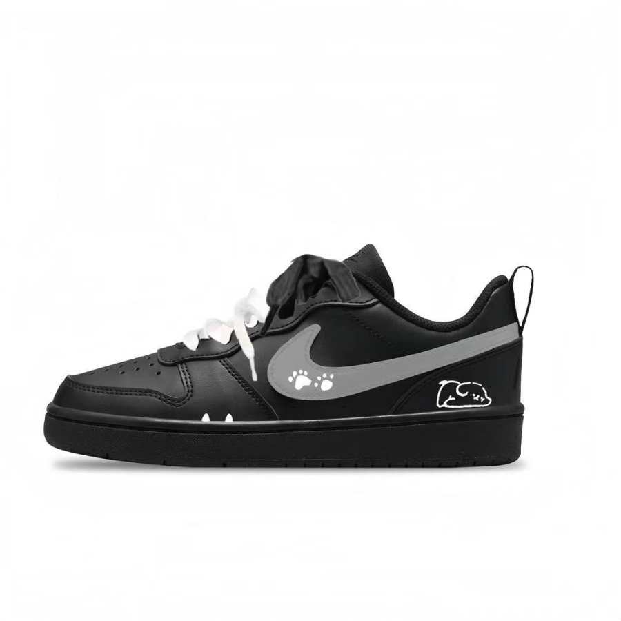 Nike Nike Court Borough Lazy Puppy Slip Resistant Abrasion Resistant Low top Kids' Skateboarding Shoes Black Teenagers