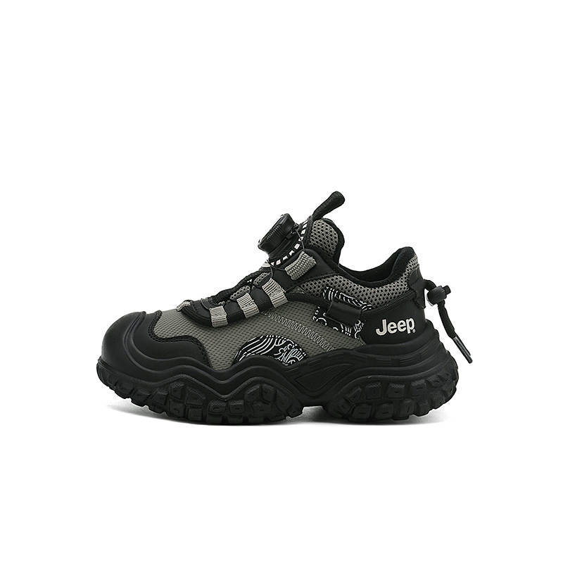 Jeep Synthetic Leather Low top Kids Lifestyle Shoes Black Gray Kids'