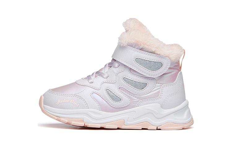 Antakids Anta Cushioning Slip Resistant Abrasion Resistant Thermal High top Kids' Running Shoes Pink Purple