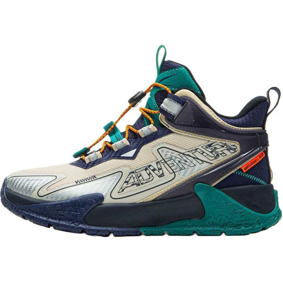 Li-Ning YOUNG Li Ning YOUNG Outdoor Synthetic Leather, Textile Mid top Outdoor Shoes Beige Blue Unisex