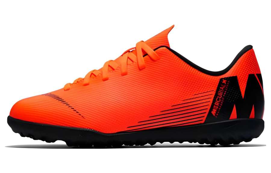 Nike Nike Mercurial Vapor 12 Club Turf Slip Resistant Cushioning Low top Soccer Shoes Orange Black Kids'