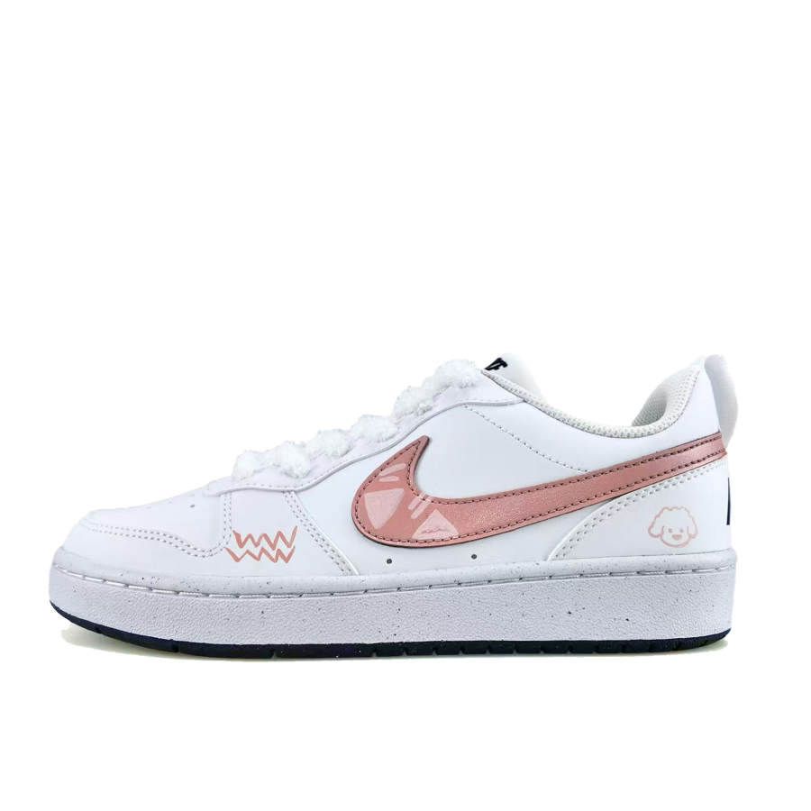 Nike Nike Court Borough Fluffy Pink Cute Dog Abrasion Resistant Cushioning Low top Kids' Skateboarding Shoes Watermelon Pink