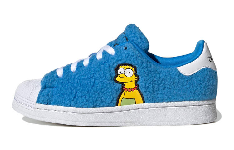 Adidas Originals SUPERSTAR J Abrasion Resistant Low top Kids' Skateboarding Shoes Blue Unisex