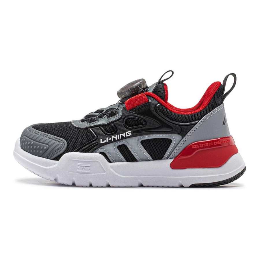 Li-Ning YOUNG Li Ning YOUNG Shield Comfortable Slip Resistant Abrasion Resistant Low top Kids Lifestyle Shoes Black Gray Red Kids'