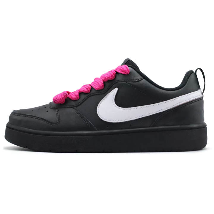 Nike Nike Court Borough Cool Black Pink Rhythm Synthetic Leather Anti Kick And Abrasion Resistant Low top