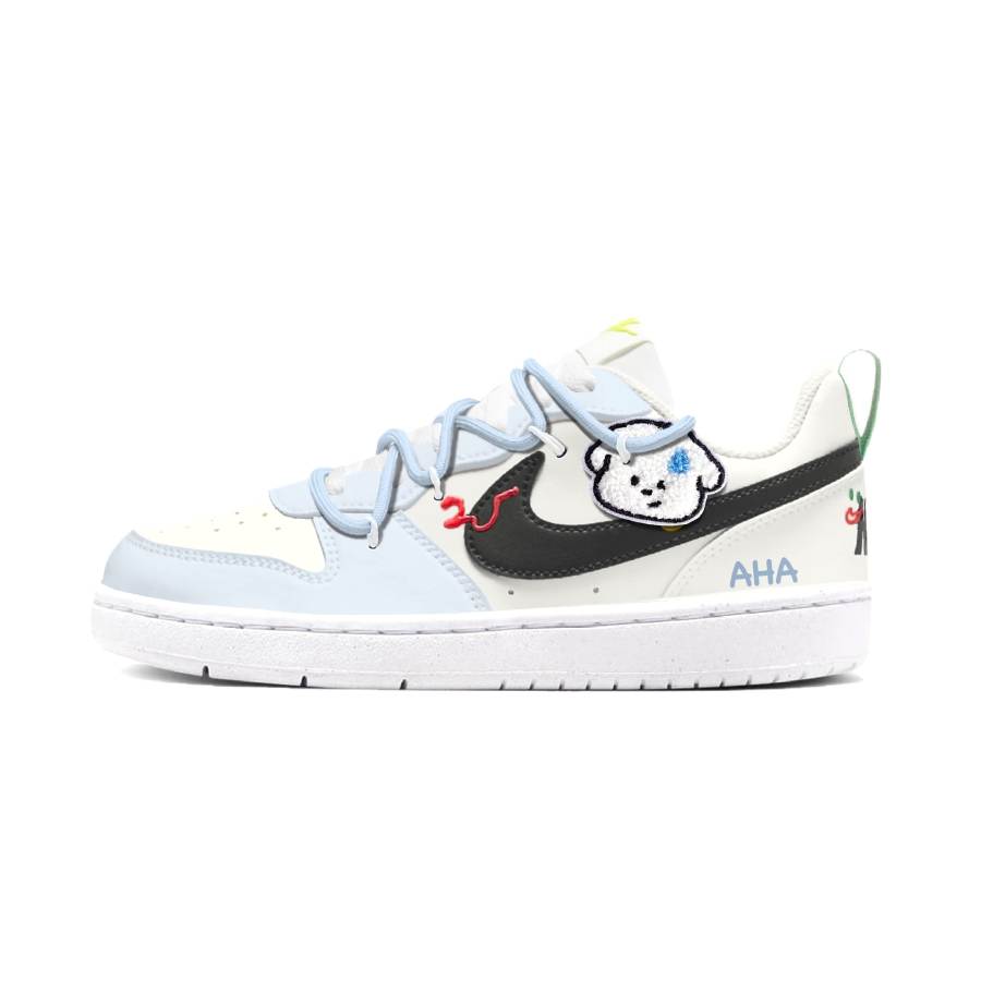 Nike Nike Court Borough Abrasion Resistant Thermal Low top Kids' Skateboarding Shoes White Blue Teenagers