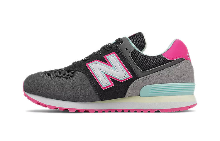 New Balance New Balance NB 574 Running Shoes Black Gray Pink Children Aged 3 7 Years Old