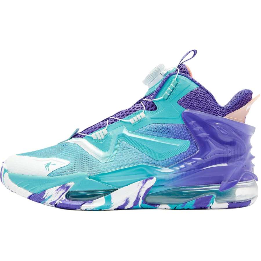 QIAODAN Canglong 6.0 Summer Mid top Basketball Shoes Dreamy Blue/Dawn Purple Unisex