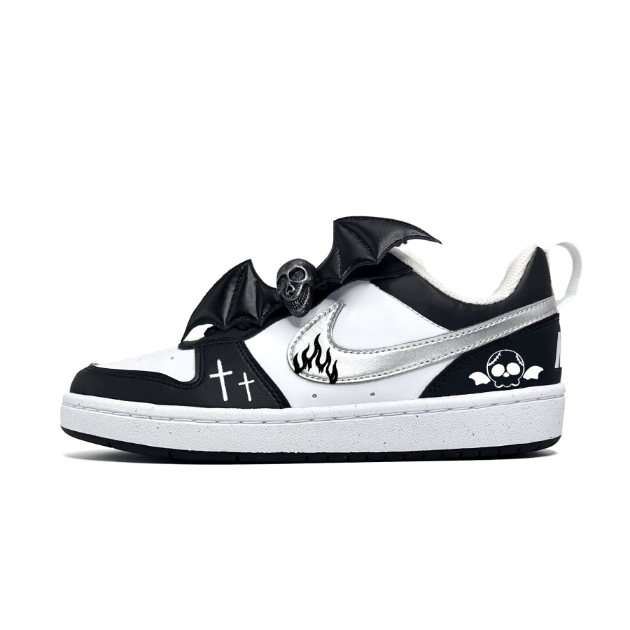 Nike Nike Court Borough Skull Synthetic Leather Slip Resistant Abrasion Resistant Low top Kids' Skateboarding Shoes