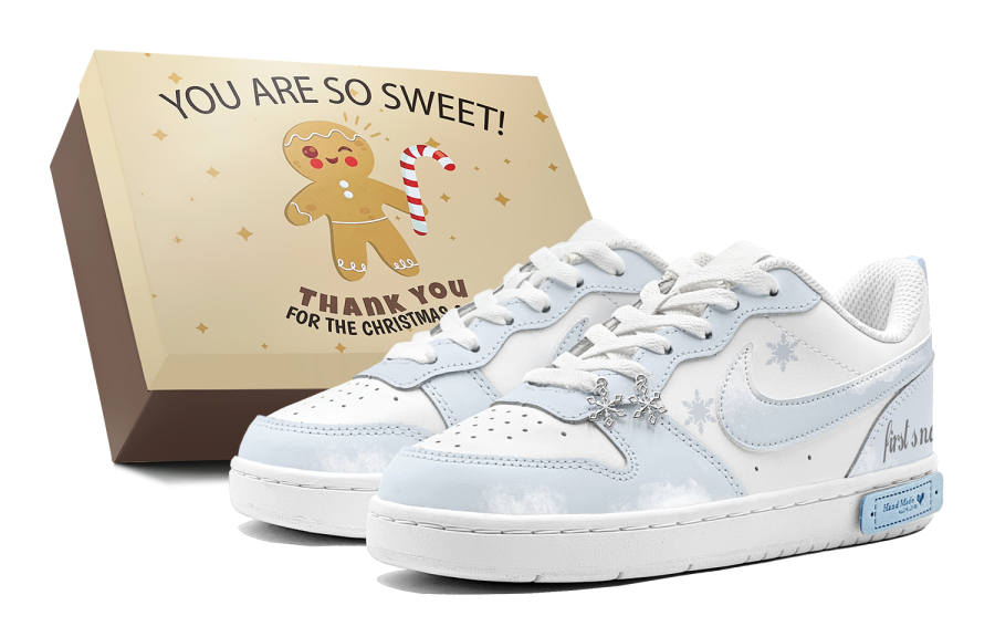 Nike Nike Court Borough Low 2 Leather Low top Kids' Skateboarding Shoes Light Blue Teenagers