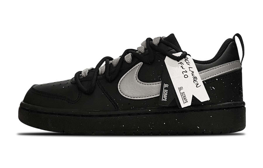 Nike Nike Court Borough Leather Low top Kids' Skateboarding Shoes Black Silver Teenagers