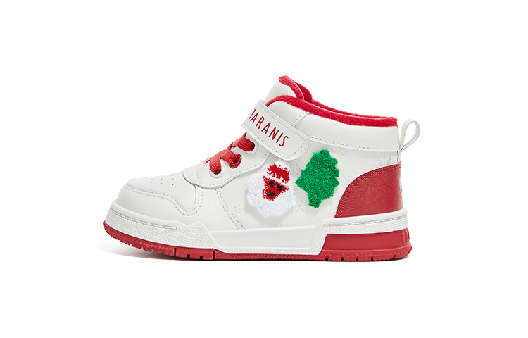 TARANIS Preschool Athletic Shoes Collection, Fleece Lined Thermal Mid top Kids Lifestyle Shoes White Red