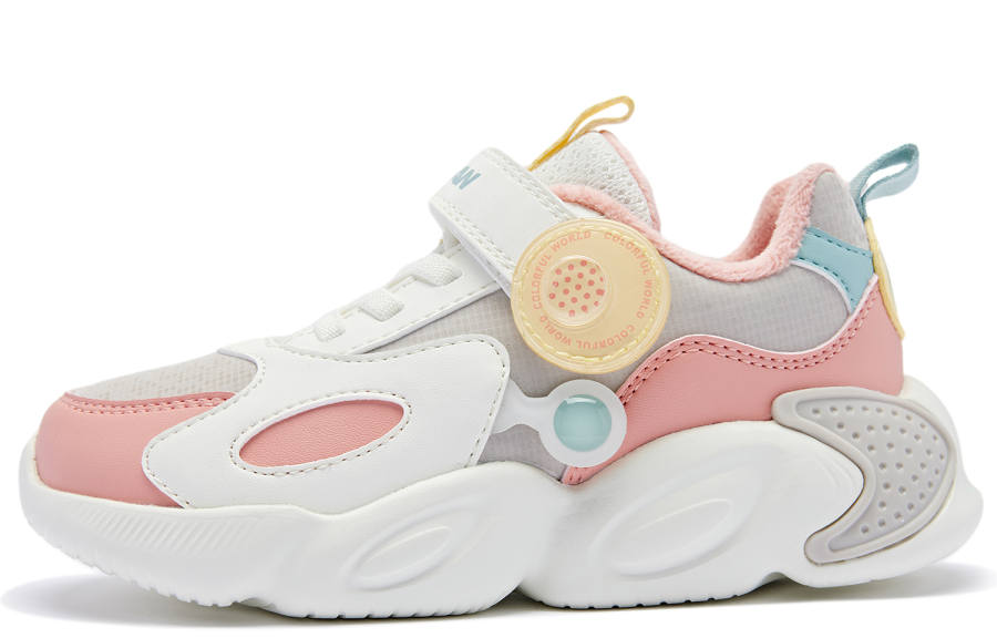 QIAODAN Fleece Lined Thermal Comfortable Slip Resistant Abrasion Resistant Kids' Running Shoes Ivory/Pumice