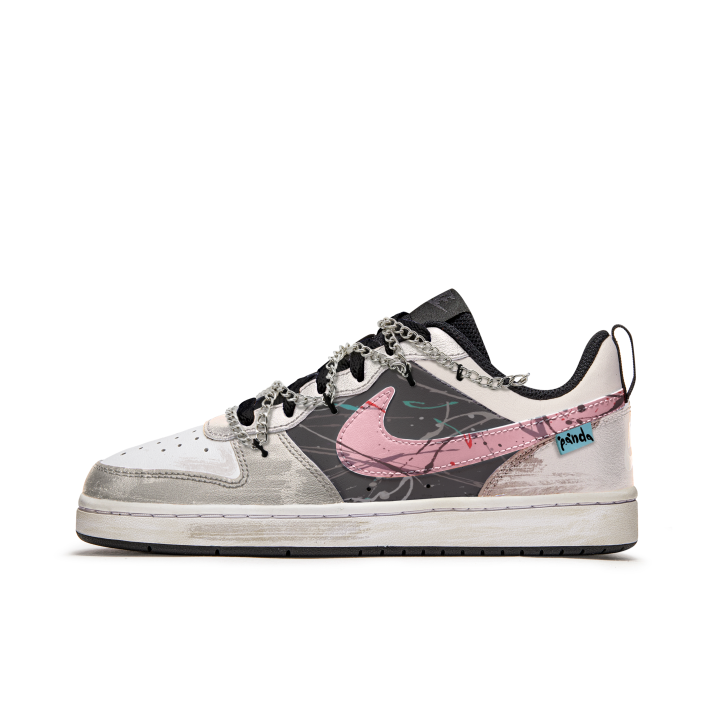 Nike Nike Court Borough Panda Graffiti Slip Resistant Abrasion Resistant Slip Resistant Abrasion Resistant Low top