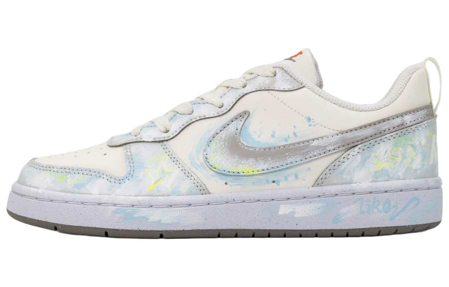 Nike Nike Court Borough Slip Resistant Abrasion Resistant Low top Kids' Skateboarding Shoes Gray Blue White Teenagers