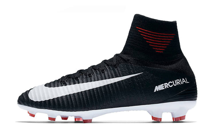 Nike Nike Mercurial Superfly 5 Slip-Resistant Cushioning Wear-Resistant High-Top Kids' Soccer Shoes Black White Red Kids'