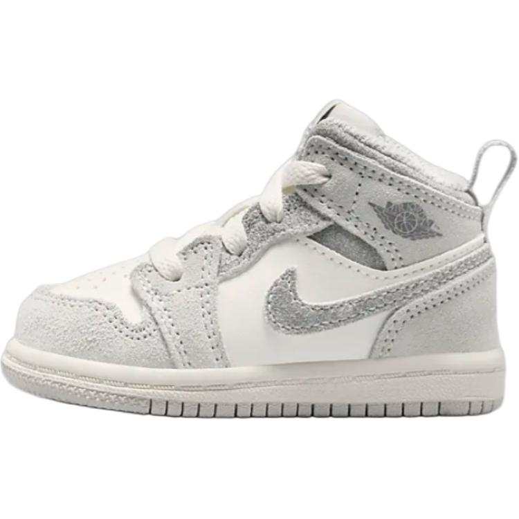 Jordan Infant And Toddler Jordan Air Jordan 1 Slip Resistant Abrasion Resistant Mid top Toddler Shoes White Gray